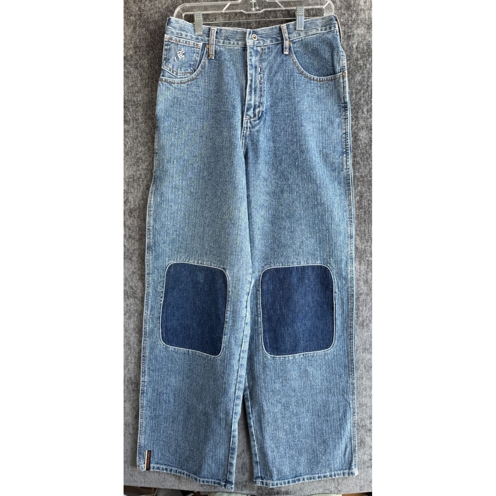 Rocawear Womens Jeans Size 18 Blue Denim‎ Essentials Double Knee Patch Y2K Wide
